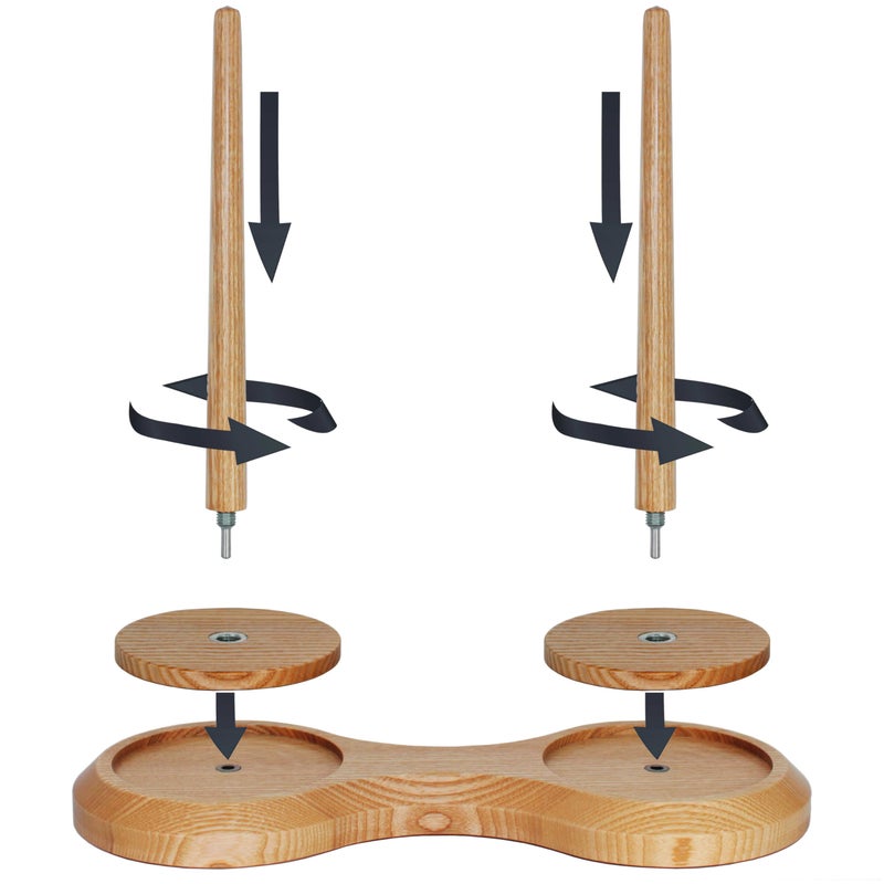 BARVA Double Yarn Holder 44 Lb Total Capacity for Chunky Yarn | Dual Bearing Spinners & Big Rubber Anti Slip Pads for Max Stability | European Wood Crochet Accessories & Pro Tools for Fiber Crafts - Image 2